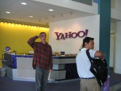 Mark Hosler mock-saluting in the Yahoo! lobby